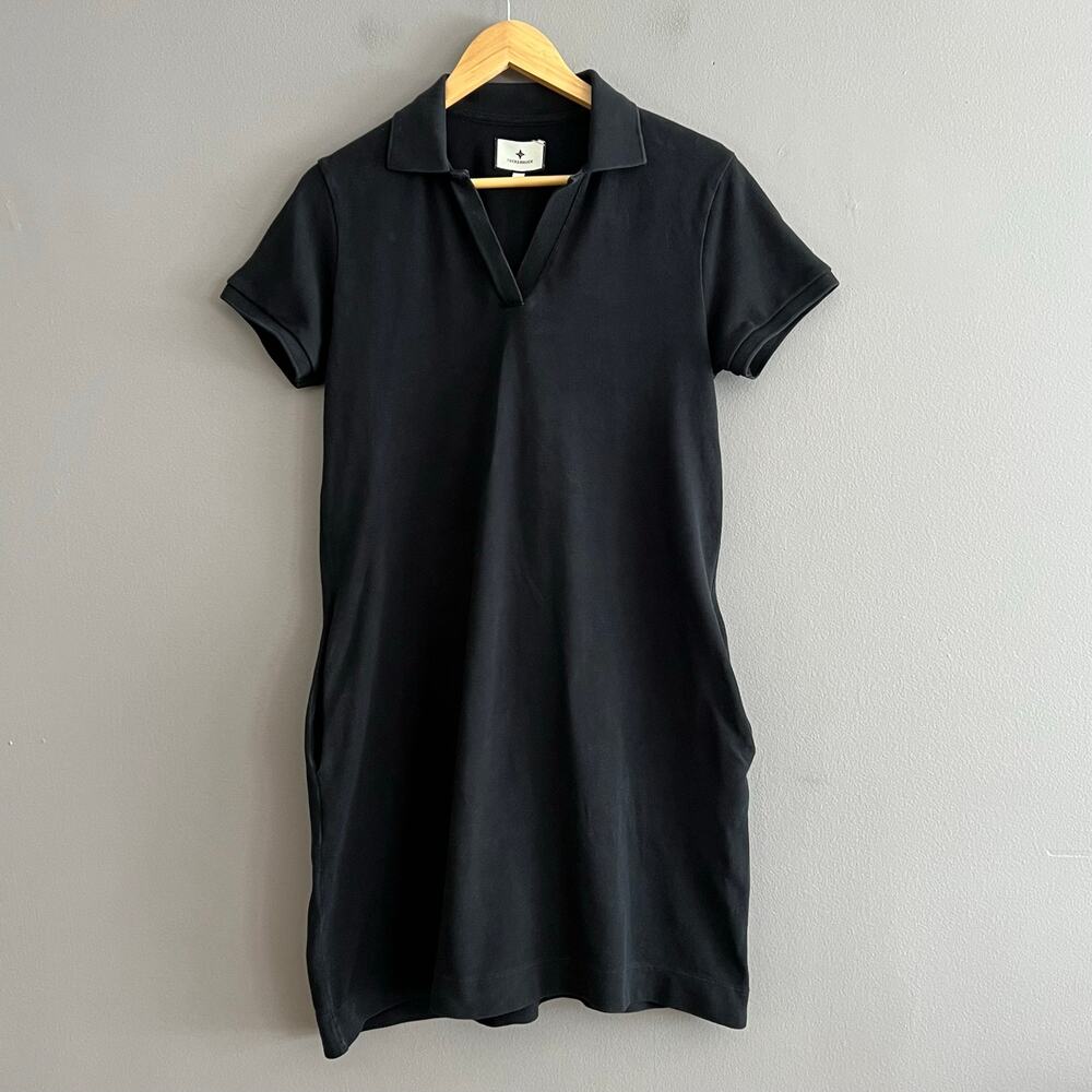 Tuckernuck Hutton Polo Dress Black Mini Tennis Dress Cotton Small Pockets